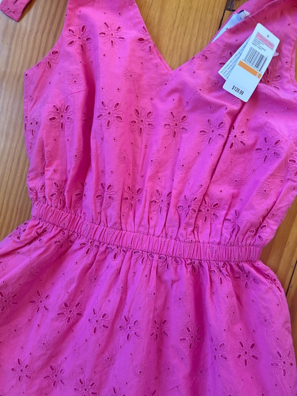 Vineyard Vines Pink Eyelet Tie-Shoulder Midi Dress - Picture 3 of 6